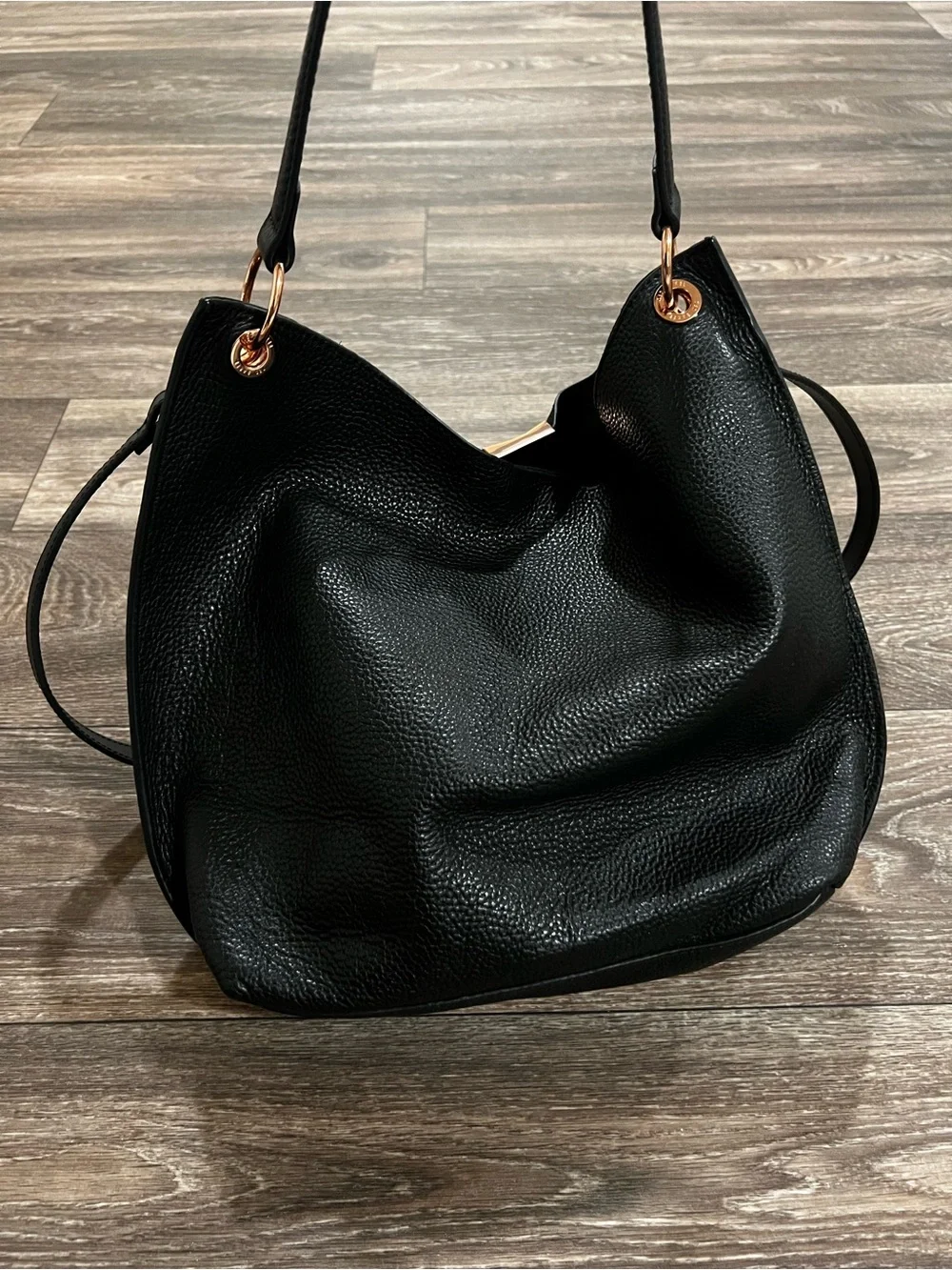 TED BAKER Candiee Black Pebbled Leather Hobo / Shoulder / Crossbody Bag